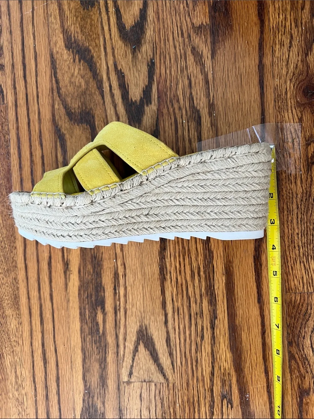 Marc Fisher Bright Yellow Espadrille Platform Slides-NWT